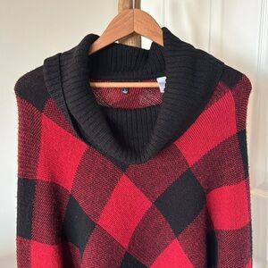 Relativity Buffalo Check Plaid Red & Black Shrug Sweater Size Large